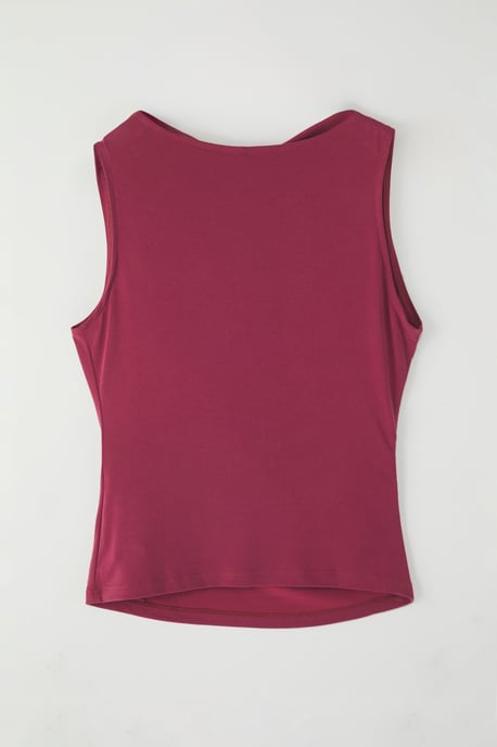 TRENDYOLMİLLA Dames Bordeaux Effen Mouwloos Regular fit Blouses - Image 5
