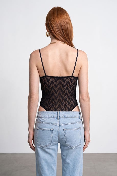 Lace Sleeveless Bodysuit Blouse - Image 2
