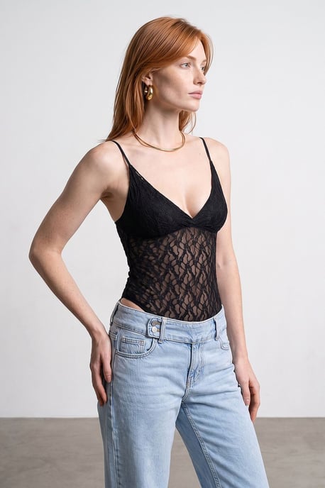 Lace Sleeveless Bodysuit Blouse - Image 3