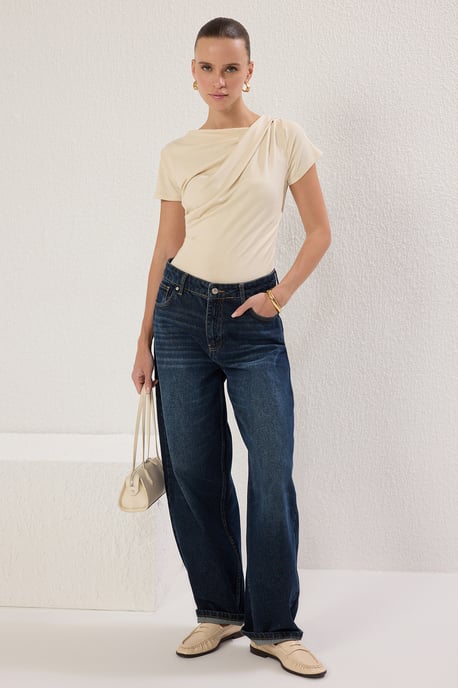 TRENDYOLMİLLA Dames Grijs Effen Kort Getailleerd Blouses - Image 6