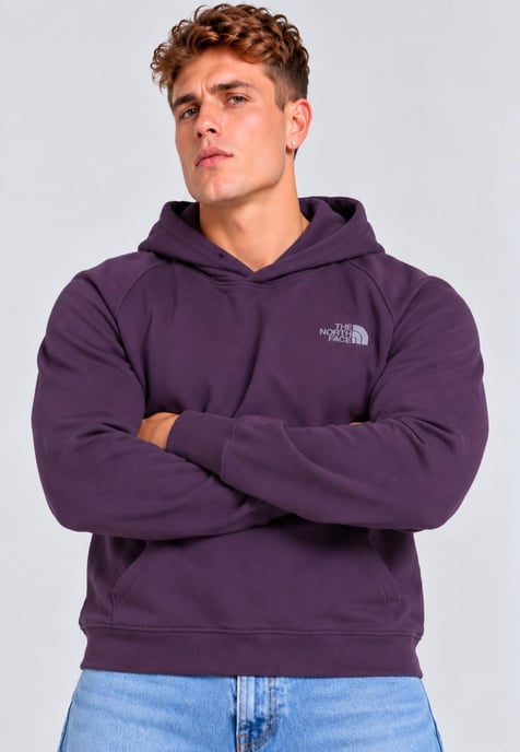 The North Face Mens Raglan Graphic Box NSE Pullover Hoodie in Purple - Image 1