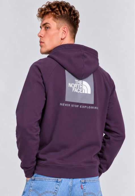 The North Face Mens Raglan Graphic Box NSE Pullover Hoodie in Purple - Image 2