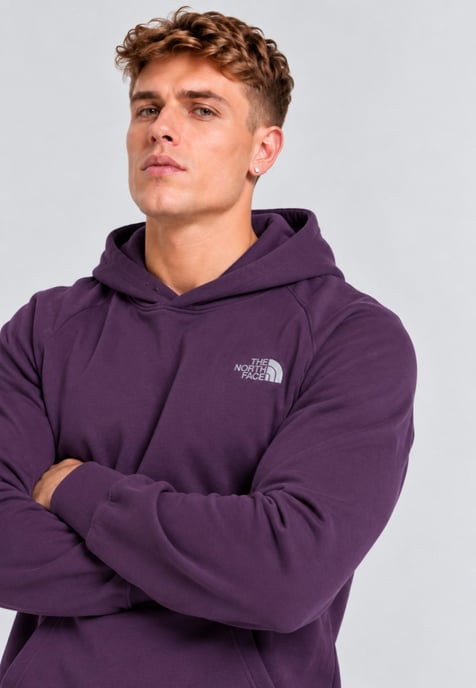 The North Face Mens Raglan Graphic Box NSE Pullover Hoodie in Purple - Image 3