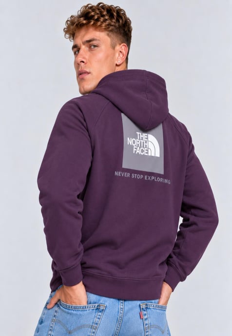 The North Face Mens Raglan Graphic Box NSE Pullover Hoodie in Purple - Image 4