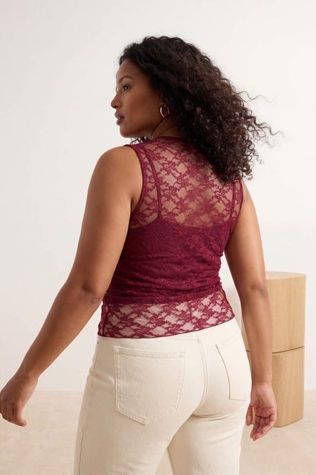 Trendyol Curve Dames Bordeaux Effen Mouwloos Getailleerd Grote maten Blouses - Image 6