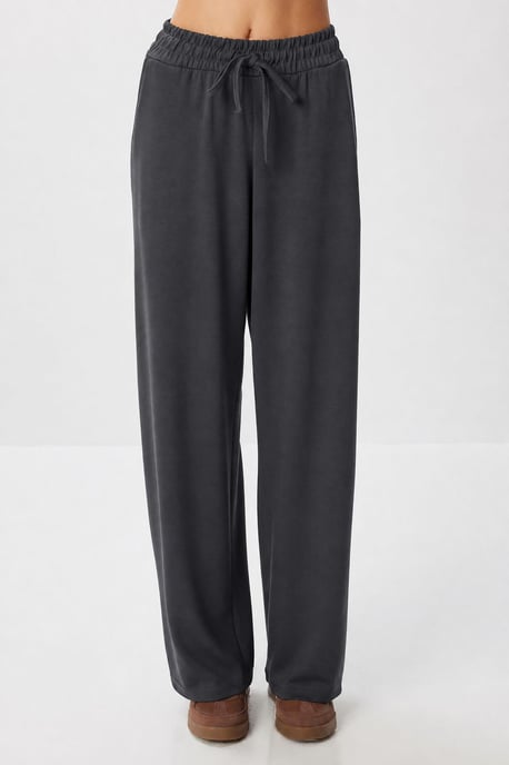 Wijde-pijpen tweedelige set met blouse met ronde hals - Image 5
