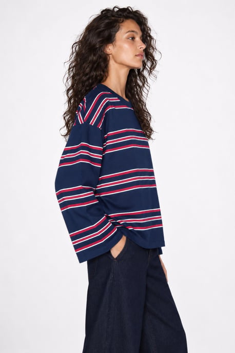 Bipantolon Oversized dames-sweatshirt met strepen en ronde hals - Image 2