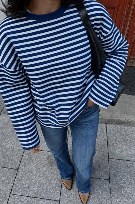 Bipantolon Oversized dames-sweatshirt met strepen en ronde hals - Image 2