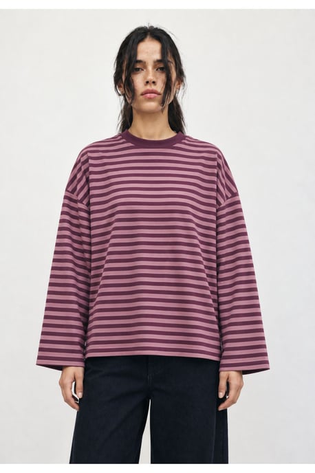 Bipantolon Dames oversized sweatshirt met strepen en ronde hals - Image 2