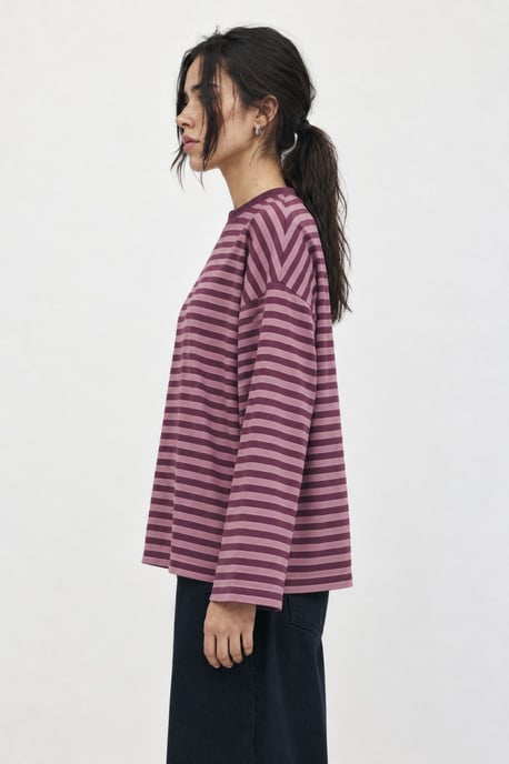 Bipantolon Dames oversized sweatshirt met strepen en ronde hals - Image 3