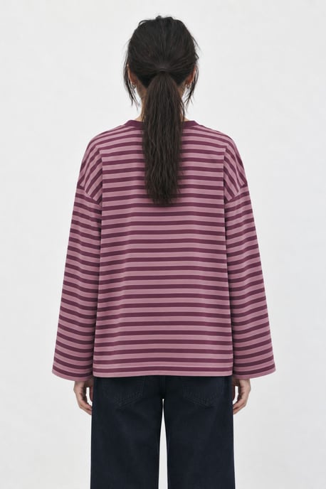 Bipantolon Dames oversized sweatshirt met strepen en ronde hals - Image 4