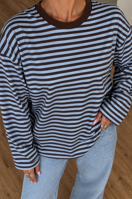 Bipantolon Dames oversized sweatshirt met strepen en ronde hals - Image 2