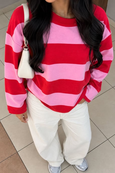 Bipantolon Dames oversized sweatshirt met strepen en ronde hals - Image 3