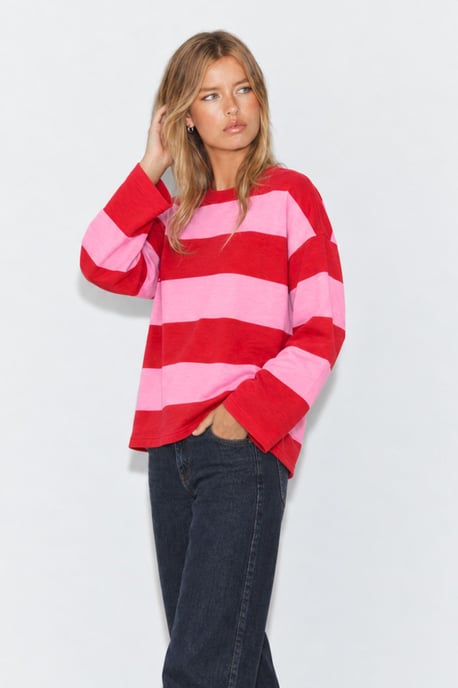 Bipantolon Dames oversized sweatshirt met strepen en ronde hals - Image 4