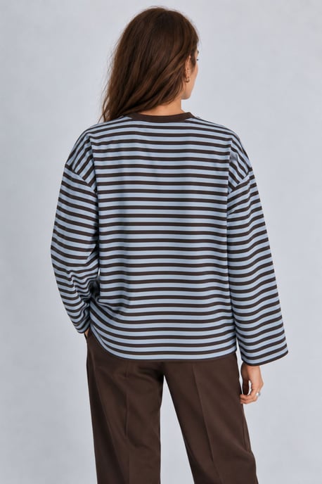 Bipantolon Dames oversized sweatshirt met strepen en ronde hals - Image 6