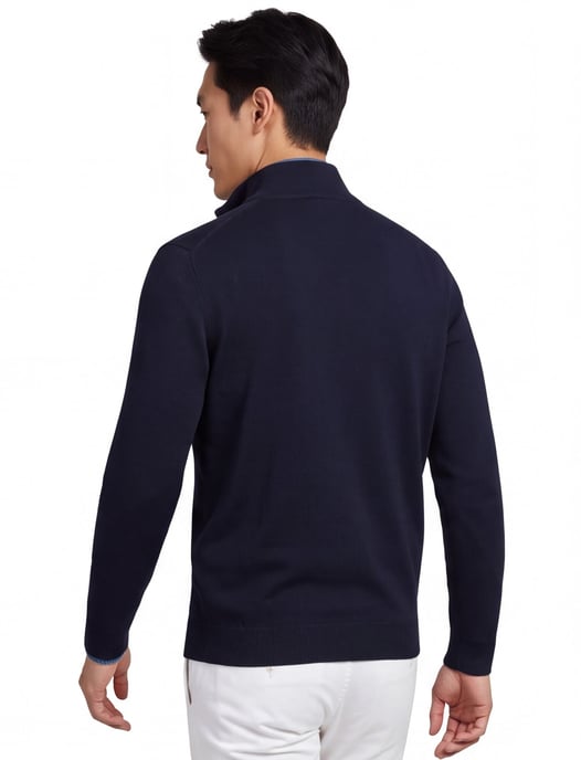 trui Scotland Blue half zip navy normale fit 100% katoen - Image 2