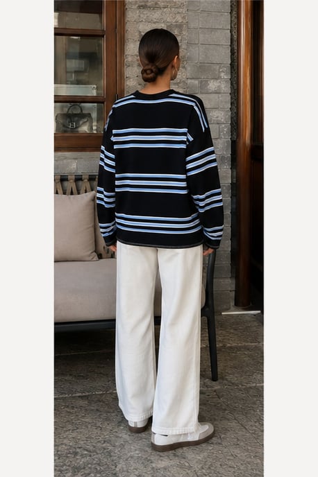 Bipantolon Oversized dames-sweatshirt met strepen en ronde hals - Image 5