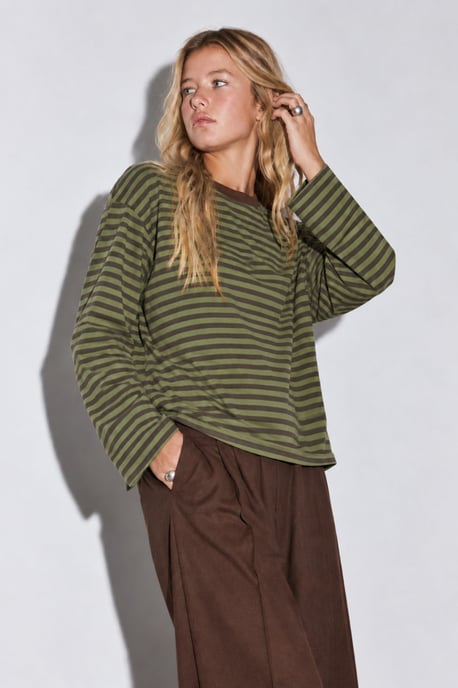 Bipantolon Dames oversized sweatshirt met strepen en ronde hals - Image 1