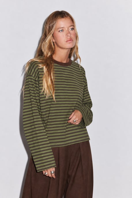 Bipantolon Dames oversized sweatshirt met strepen en ronde hals - Image 2