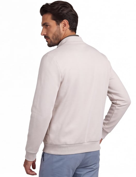 Beige Gentiluomo zip-up gilet with stand-up collar - Image 2