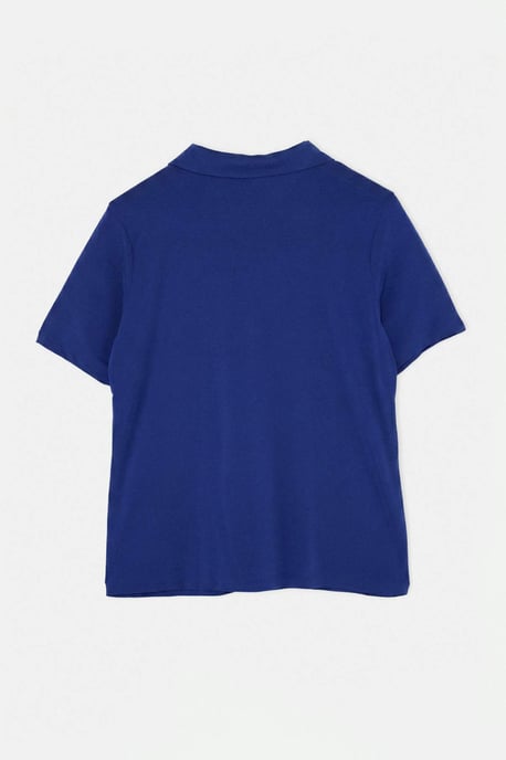 Trendyol Curve Dames Donkerblauw Effen Kort Getailleerd Grote maten Blouses - Image 5