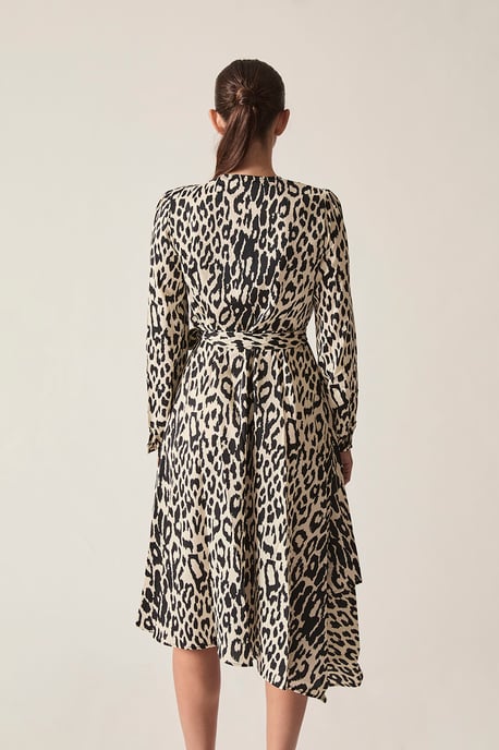 Leopard Print Wrap Midi Dress - Image 2
