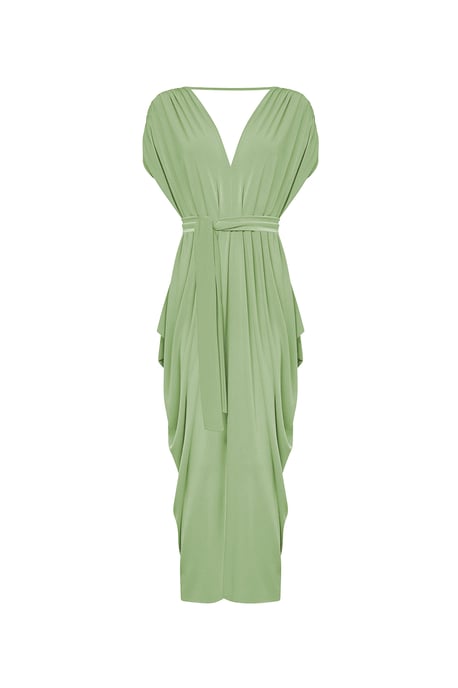 Open-Back Draped Midi Dress – Sage Green - Image 5