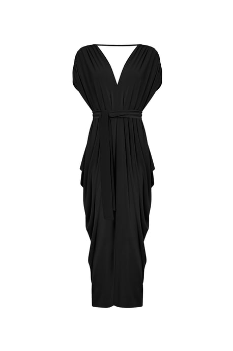 Open-Back Draped Midi Dress – Black - Image 5