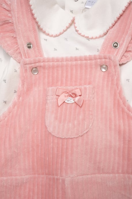 Bodysuit with Peter Pan Collar and Ribbed Velour Dungarees - Image 3