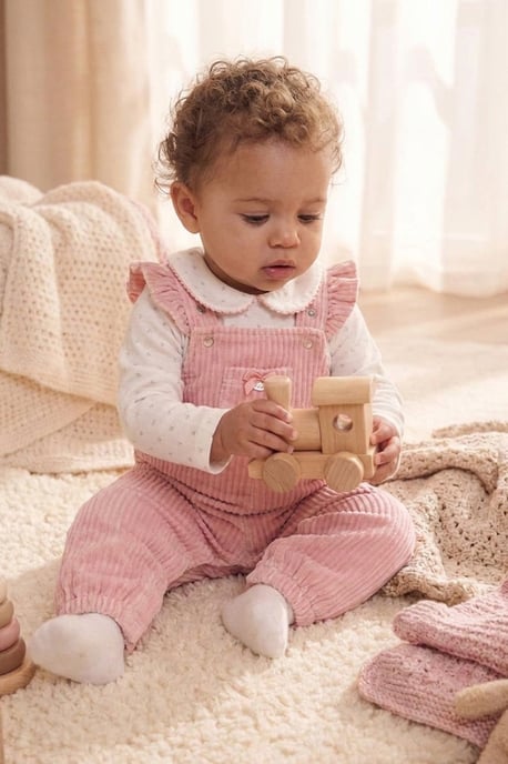 Bodysuit with Peter Pan Collar and Ribbed Velour Dungarees - Image 6