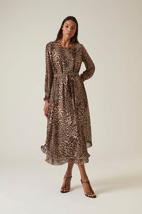 Leopard Maxi Wave Hem Dress - Image 1