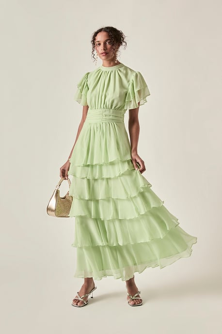 Ruffle Tiered Maxi Dress – Sage Green - Image 1