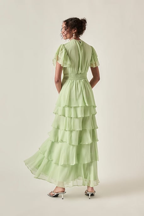 Ruffle Tiered Maxi Dress – Sage Green - Image 2