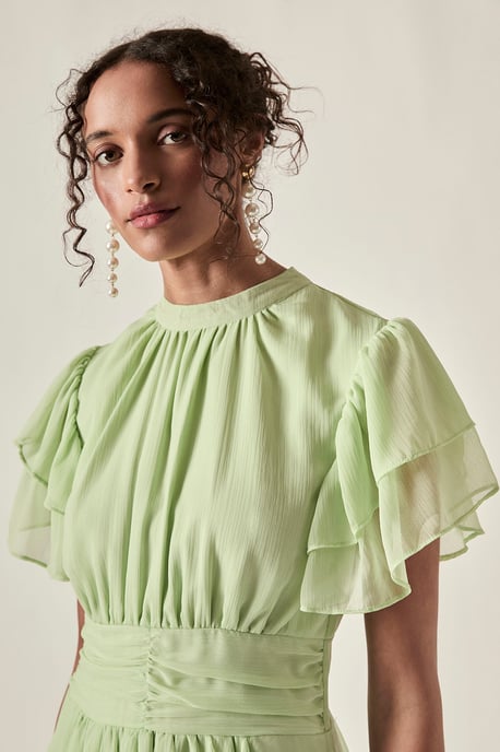 Ruffle Tiered Maxi Dress – Sage Green - Image 3