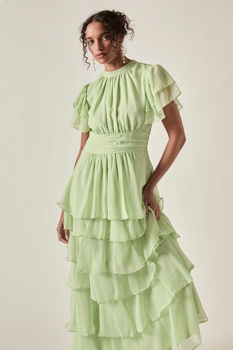 Ruffle Tiered Maxi Dress – Sage Green - Image 4