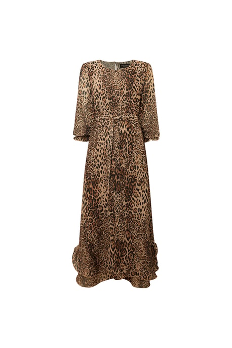 Leopard Maxi Wave Hem Dress - Image 5