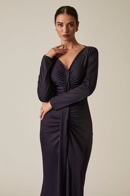 Sculpted Navy Maxi Dress - Image 3