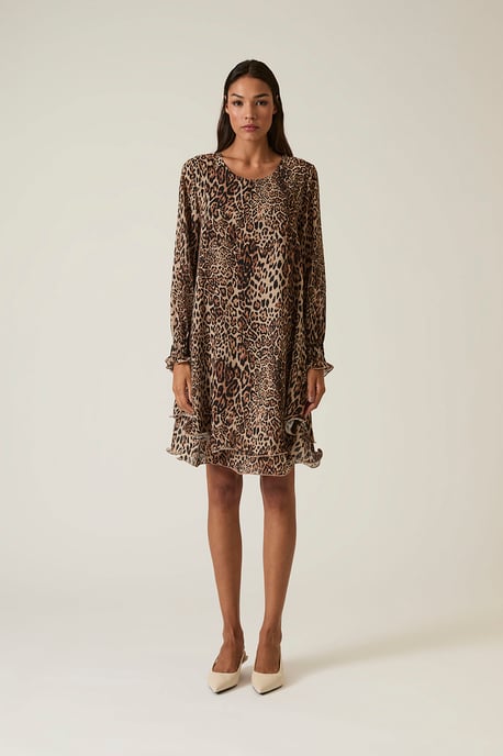 Leopard Print Wave Hem Dress - Image 1