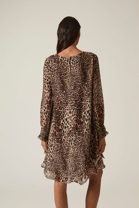 Leopard Print Wave Hem Dress - Image 2