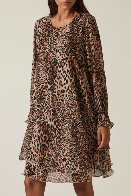 Leopard Print Wave Hem Dress - Image 3