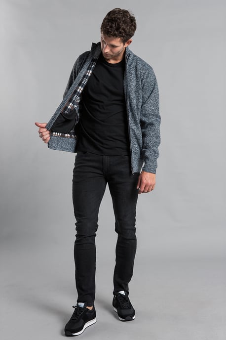 Charcoal Funnel Neck Zip-Through Cardigan - Image 3