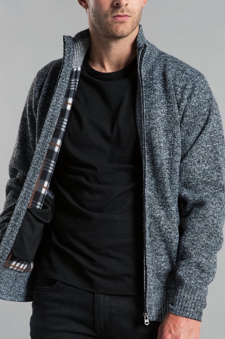 Charcoal Funnel Neck Zip-Through Cardigan - Image 4