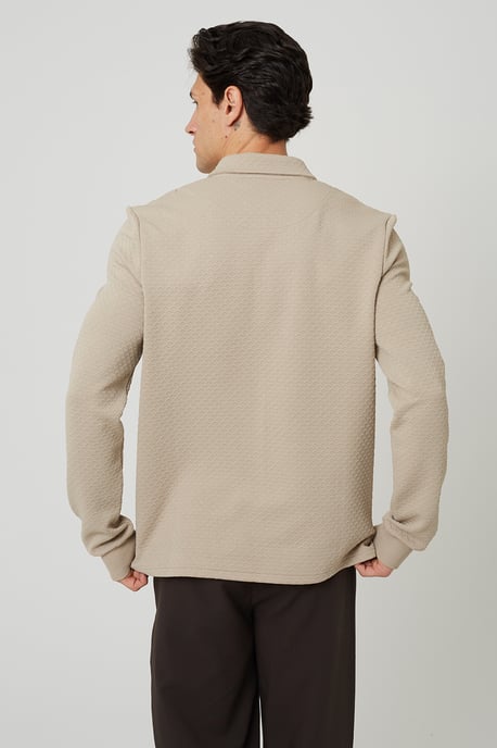 Light Stone Long Sleeve Quarter Zip Polo Shirt - Image 2