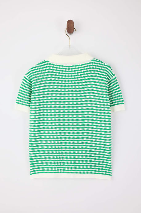 TRENDYOLMİLLA Dames Groen Gestreept Kort Regular fit Blouses - Image 5