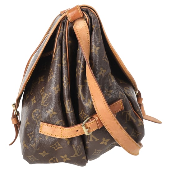 Louis Vuitton Saumur 35 Messenger Bag in Brown Coated Canvas - Image 4