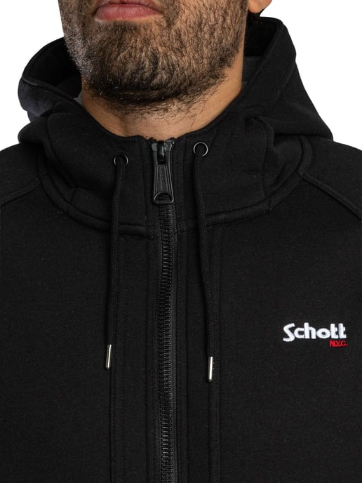 Schott Logo Zip Hoodie, Zwart - Image 6