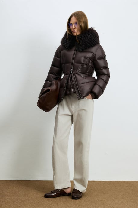 LUFIAN Women's Shiny Down Puffer Jacket with Removable Faux Fur Collar - Image 4