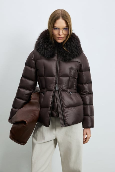 LUFIAN Women's Shiny Down Puffer Jacket with Removable Faux Fur Collar - Image 5