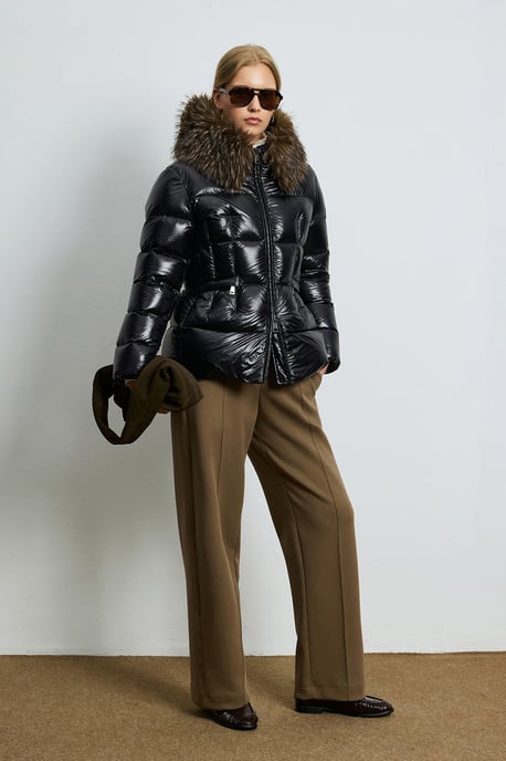 LUFIAN Women's Shiny Down Puffer Jacket with Removable Faux Fur Collar - Image 4