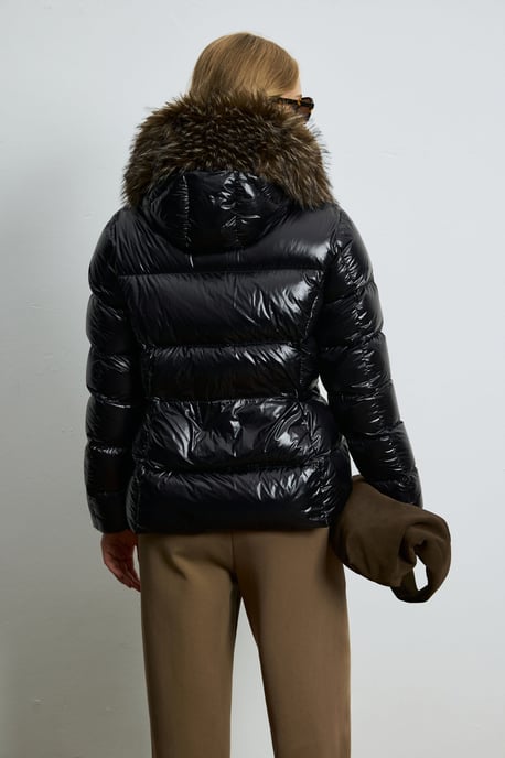 LUFIAN Women's Shiny Down Puffer Jacket with Removable Faux Fur Collar - Image 6